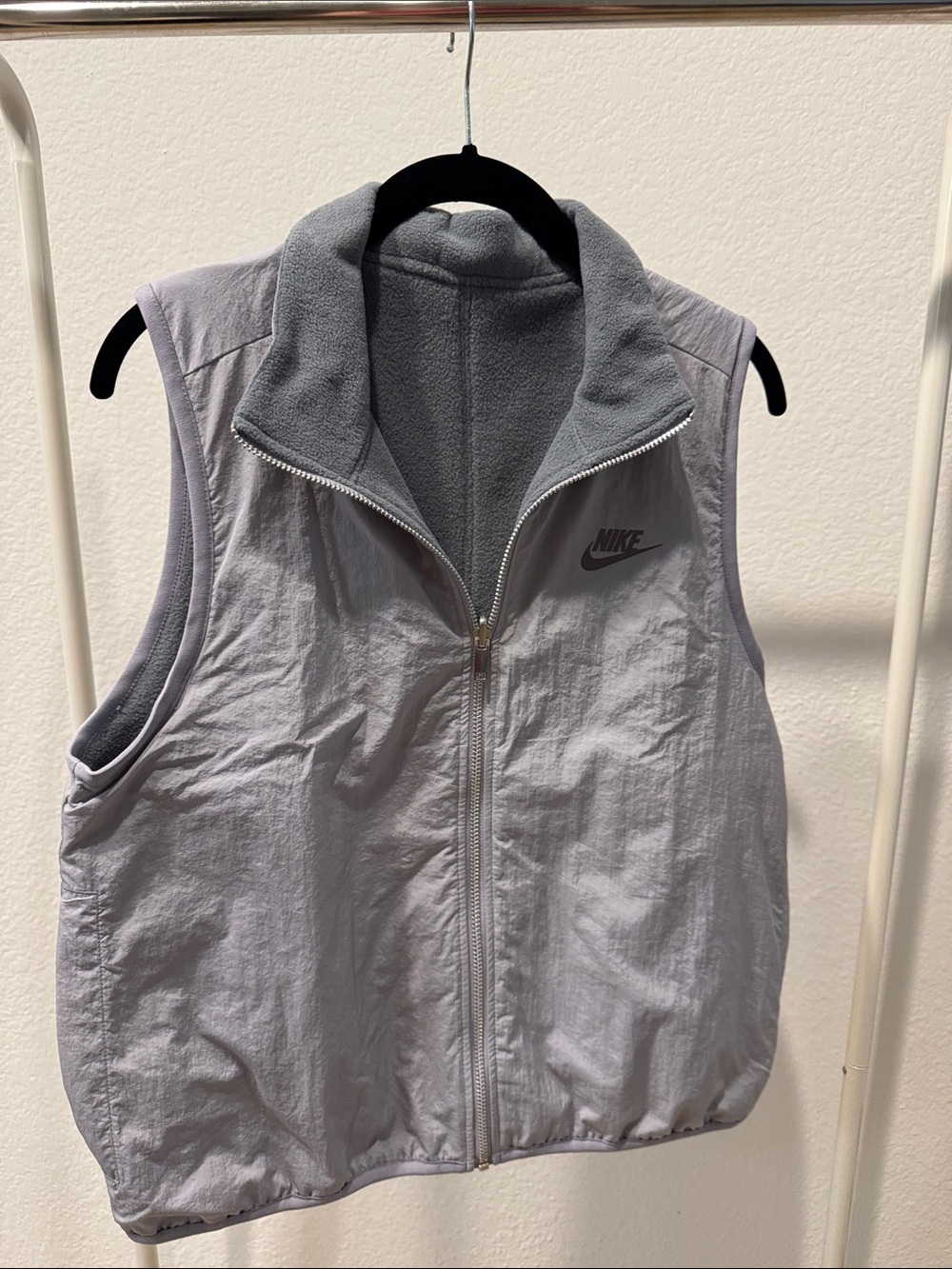 Nike Gray Sleeveless Zip Vest with Fleece Lining